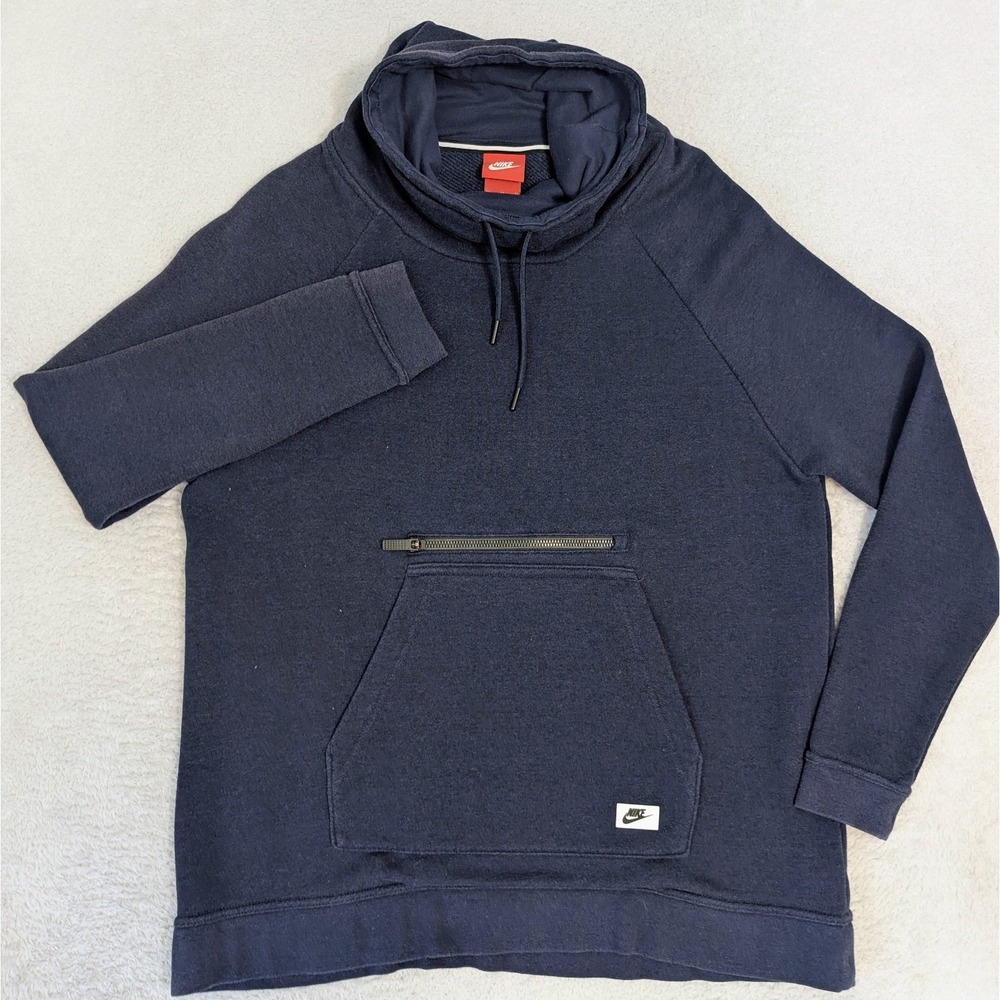 Nike Sportswear Modern Funnel Neck Women's Sz Med Blue Sweatshirt Zip Pocket